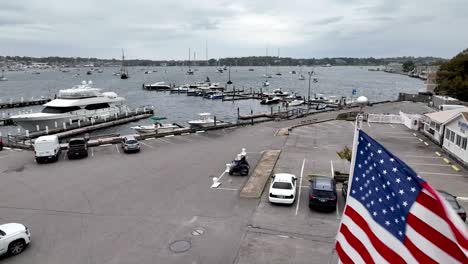 american flag flys at newport rhode island marina