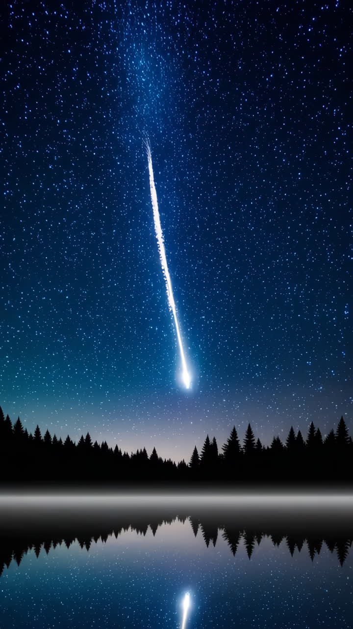 Meteor Shower over a Lake at Night