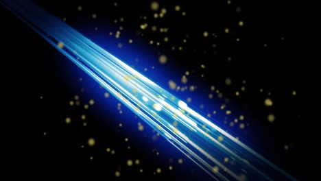 animation of glowing light spots moving over light trails on black background