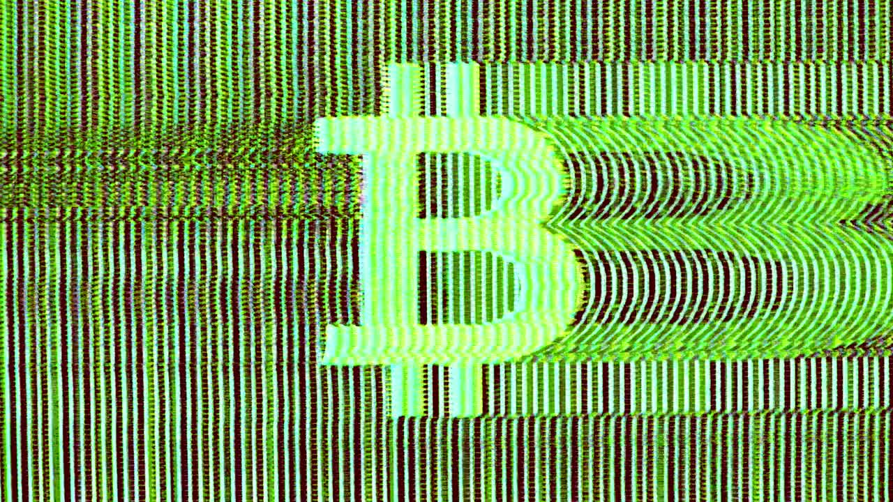 Bitcoin BTC Glitch Analog Noise Texture Pattern. Animation