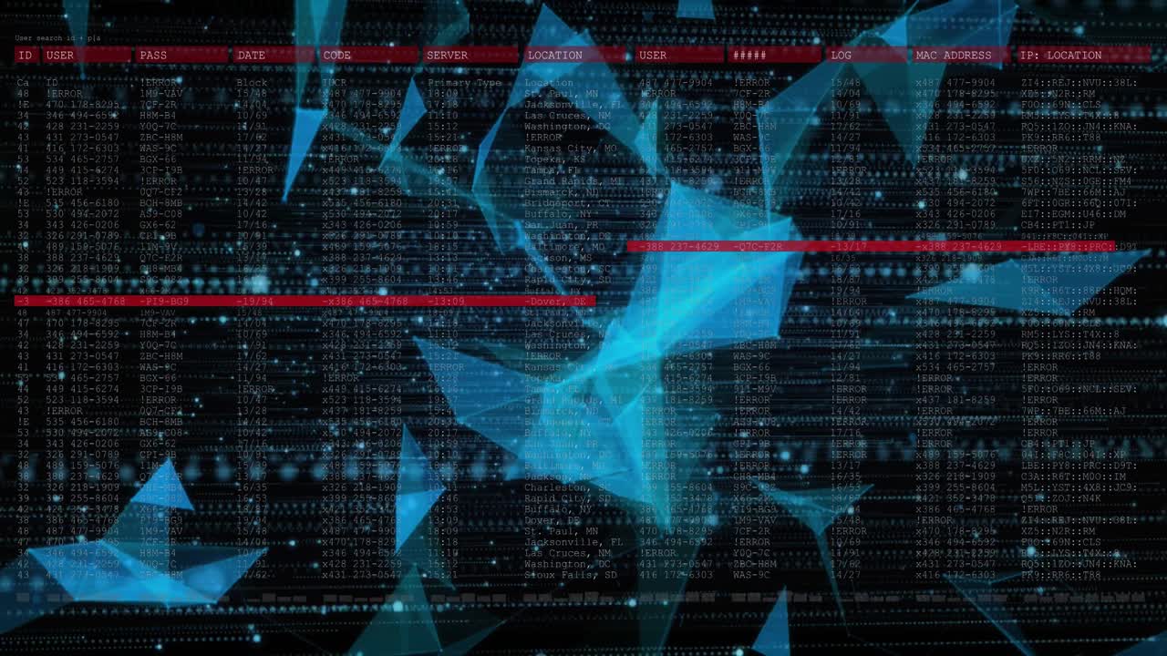 Animation of data processing over black background