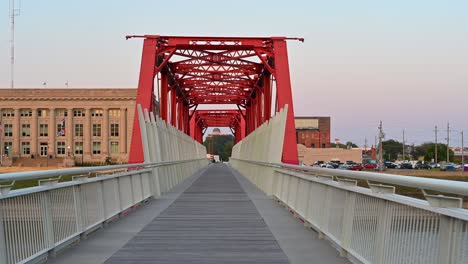 red bridge down town des moines iowa usa