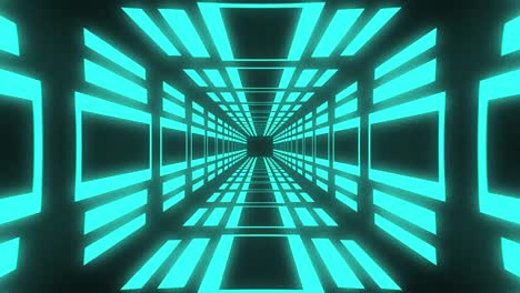 fondo de movimiento abstracto bucle sin fin con animación de cuadrado en túnel futurista con luz de neón.