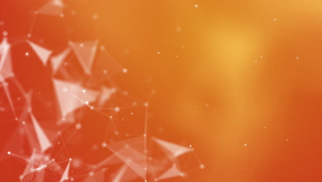 abstract plexus background with network polygons. orange digital science banner. network connection effect. geometric triangle elements. loop motion graphic.