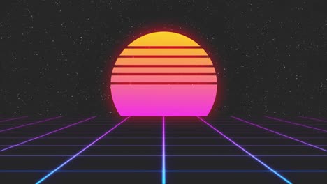 retro sunset cyberpunk grid background