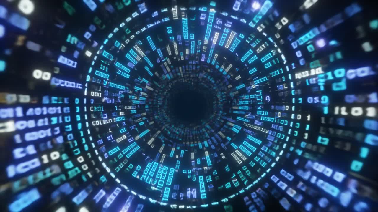 Flying Through a Futuristic Digital Data Tunnel