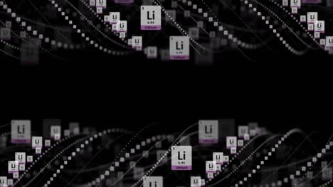 lithium molecule symbol, chemistry periodic table, animation, background, rendering, loop