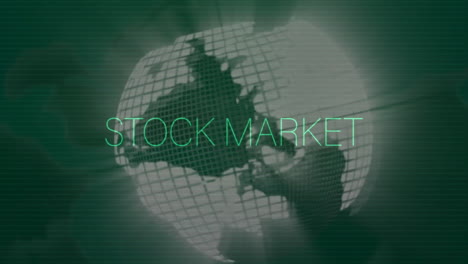 animation of stock market text and data processing over globe