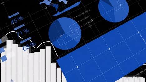animación del procesamiento de datos financieros sobre las estadísticas