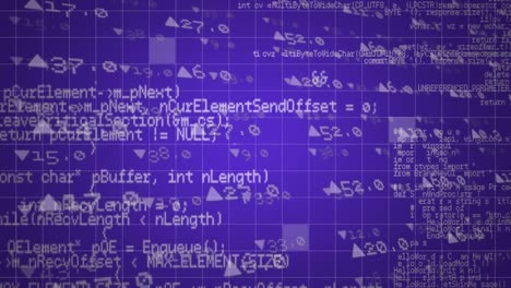 Data processing on grid and purple background