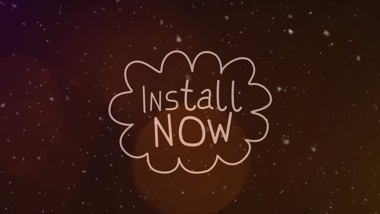 눈이 떨어지는 애니메이션을 설치합니다. 이제 검은색 배경의 밝은 반점 위에 텍스트를 설치합니다.