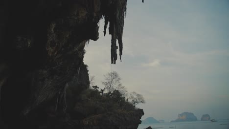 Hanging-Stalactites-Of-Side-Of-Limestone-Cliff-Beside-Railay-Beach-In-Thailand