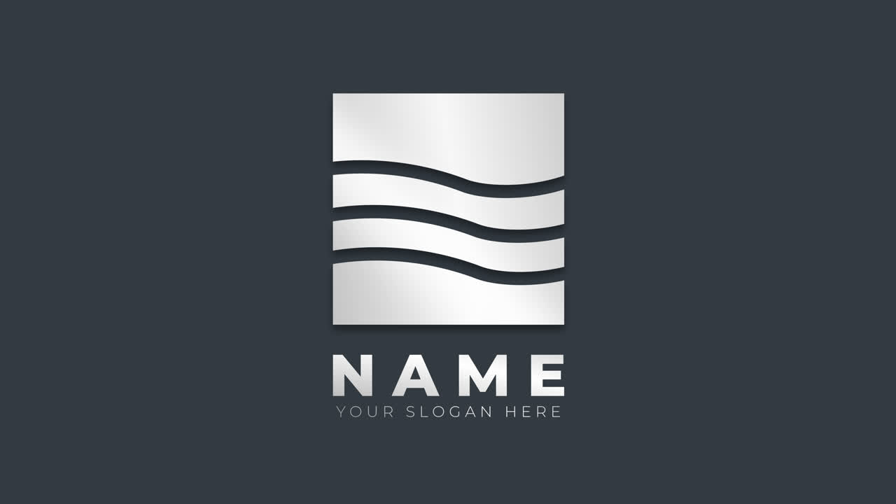 Silver Square Logo with Waves