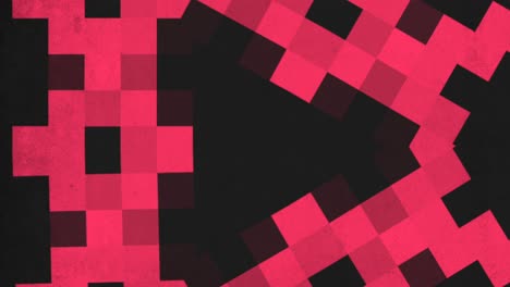 mysterious pixelated face composed of red and black squares