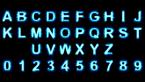 light letters and numbers - cold blue lights - strong shimmering and intense flickering animation loop - grid for precise selection included - isolated