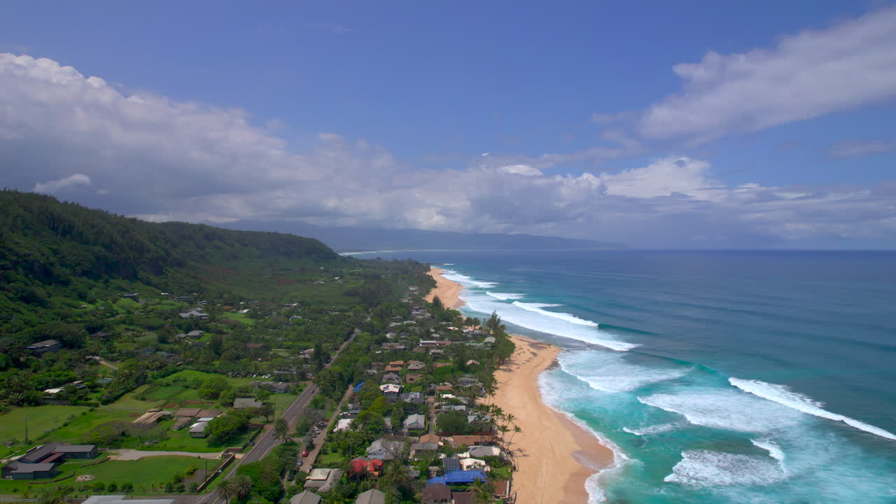 vista aérea de la costa de la costa norte de oahu en hawai