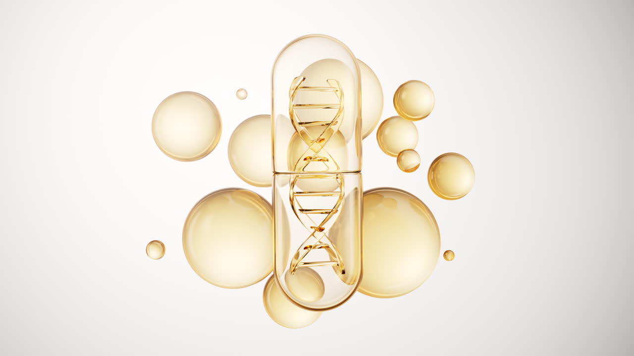 골든 버블 배경의 의료, 3d 렌더링