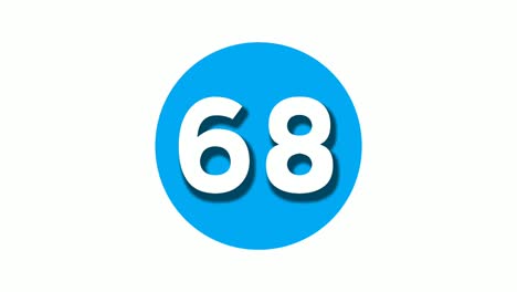 number 68 sixty eight sign symbol animation motion graphics on white circle blue background,4k cartoon video number for video elements