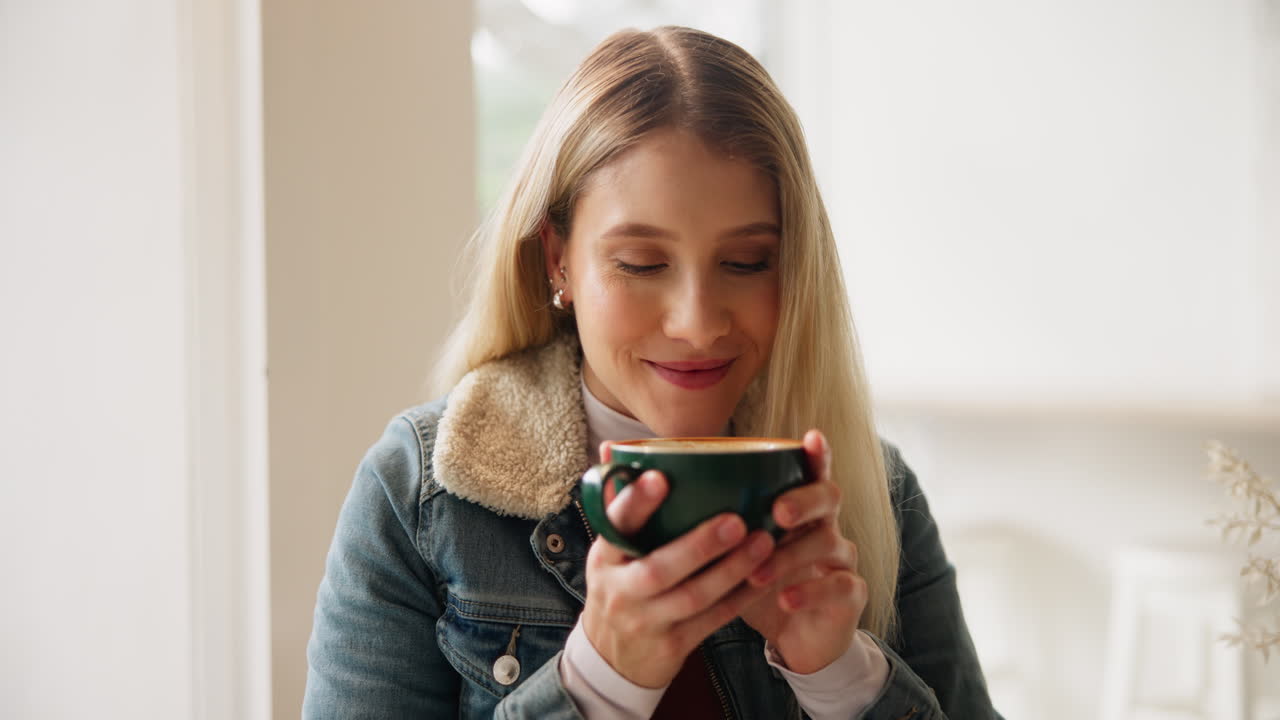 Woman enjoying a warm cup of coffee
