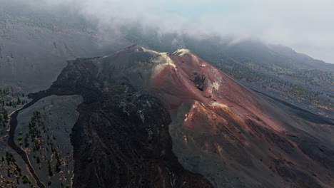 breathtaking aerial view of the dormant cumbre vieja volcano, peaceful scene