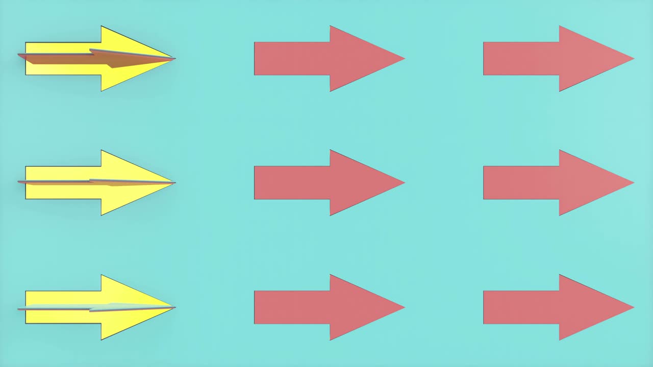 animación 3d de flechas coloridas en movimiento. las flechas se vuelven. patrón sin costuras.