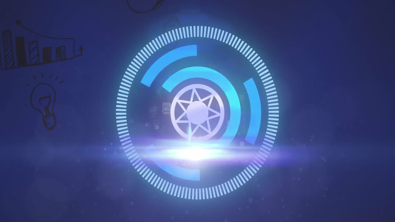 animación del círculo de procesamiento sobre fondo azul oscuro