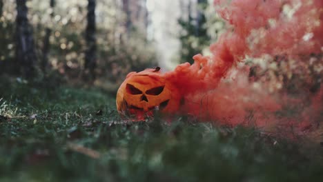 4k-footage-of-smoke-bomb-inside-Jack-O'-Lantern