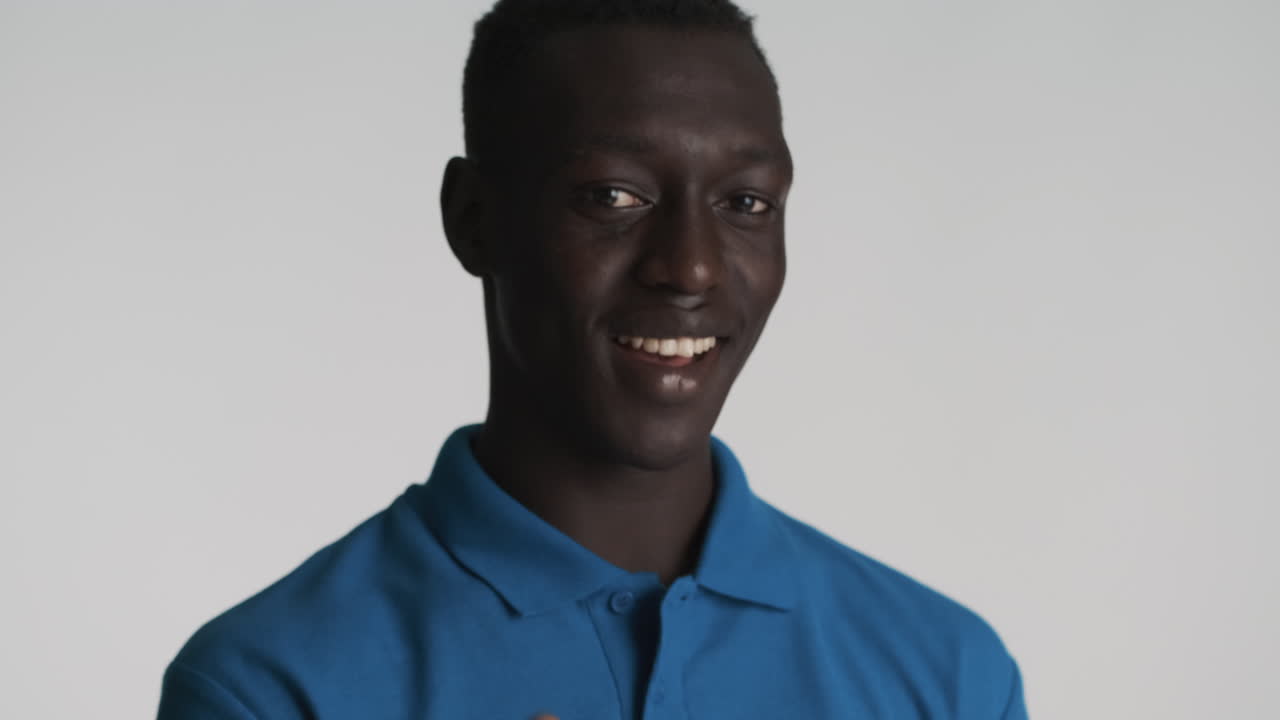 African american man on grey background.