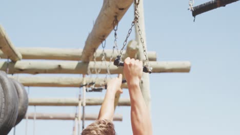 Caucasian male coach training at a boot camp