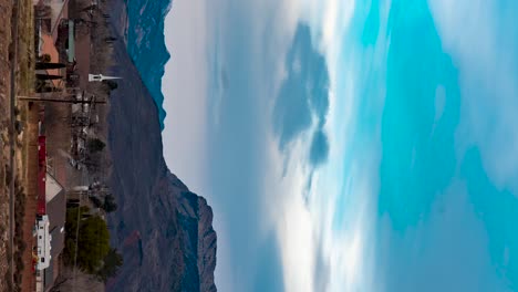 The-Southern-Utah-desert-town-of-La-Virken-at-twilight---vertical-time-lapse