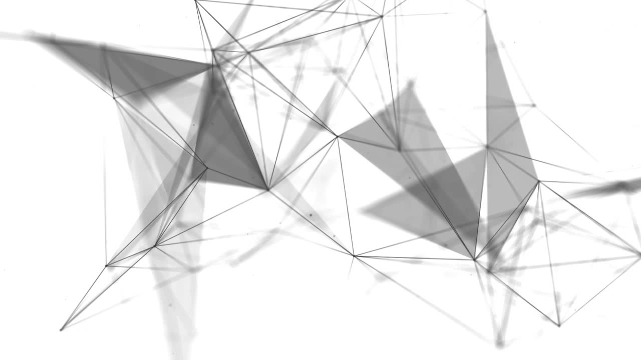 Abstract beautiful geometric background with moving lines, dots and triangles.