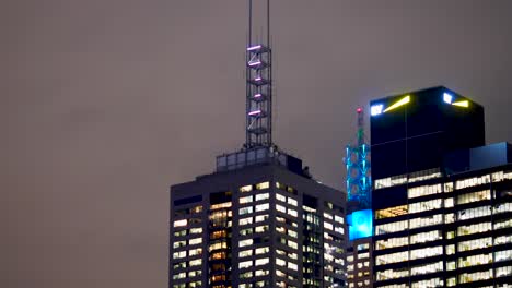 Melbourne-Cbd-Skyline-Nächtlicher-Zeitraffer