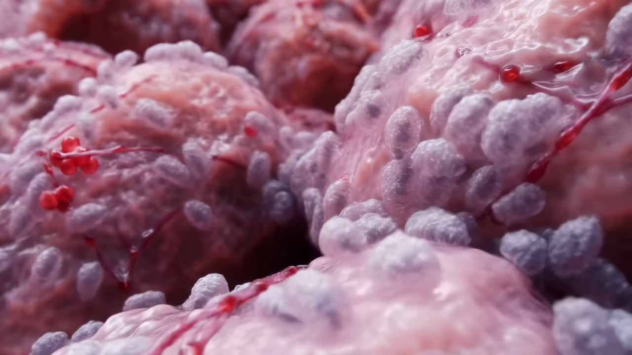 Vista ravvicinata di tessuto biologico e cellule