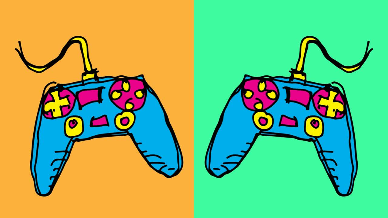 아이들이 게임 테마와 함께 팝 아트 원활한 배경을 그리고 있습니다.