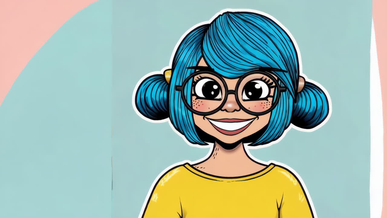 Quirky Cartoon Character with Mustache and Beard