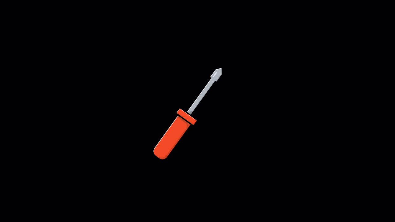 3D Animated Screwdriver Rotating on Black Background