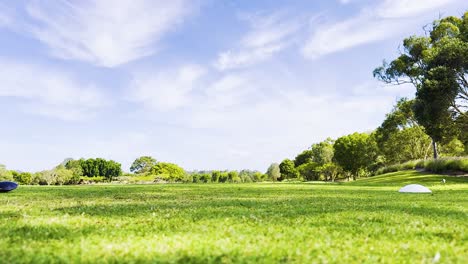 golfer executing a swing on a sunny day