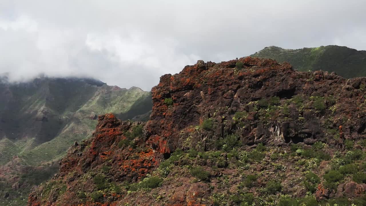 Drone flying over beautiful mountains in Tenerife