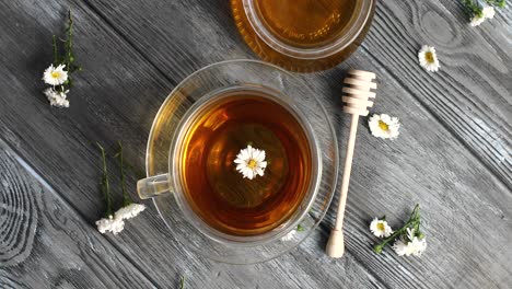 herbal tea and jar of honey