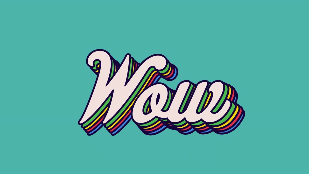 Animation of comic 5 options text over multiple comic speech bubbles with comic sound effects texts