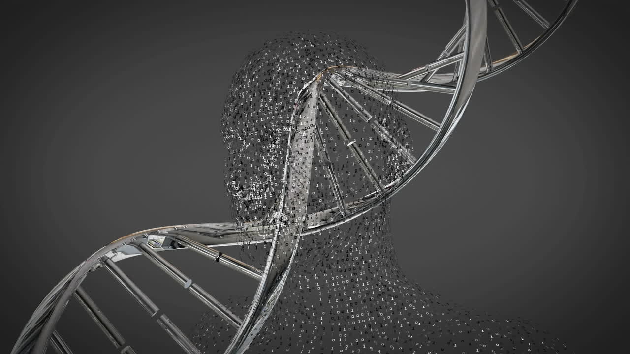 animación de la cadena de adn sobre las moléculas