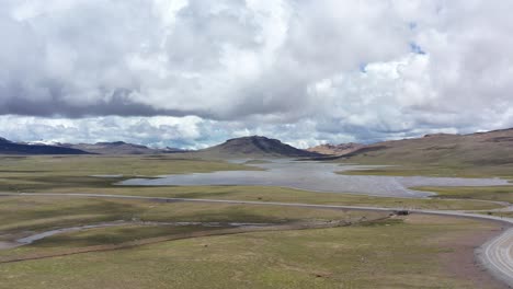 pampas galeras lake next to highway apurimac, peru