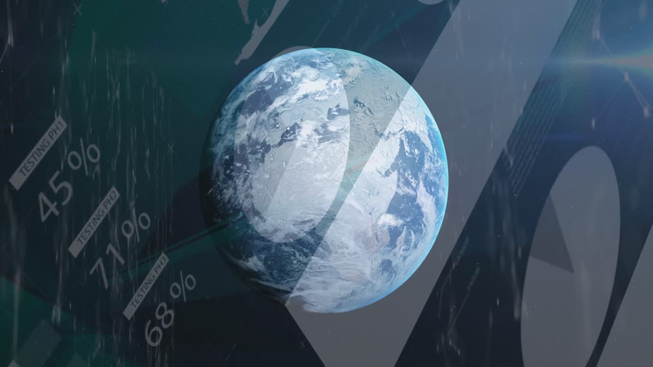 연결 네트워크의 화면에 대한 전 세계 통계 데이터 처리의 애니메이션