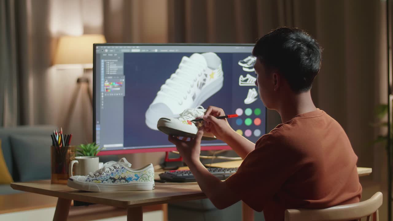 Young Person Designing Custom Shoes