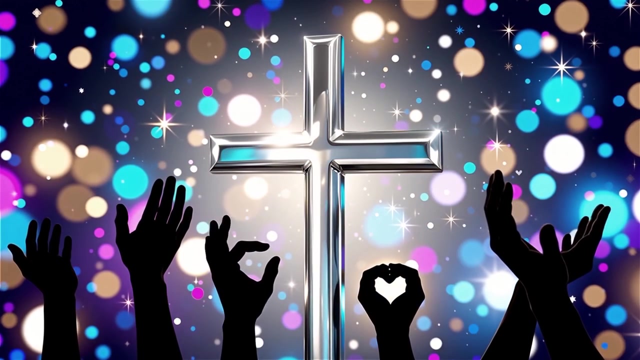 Croce Cristiana Luce Celestiale Sfondo per il Culto.
