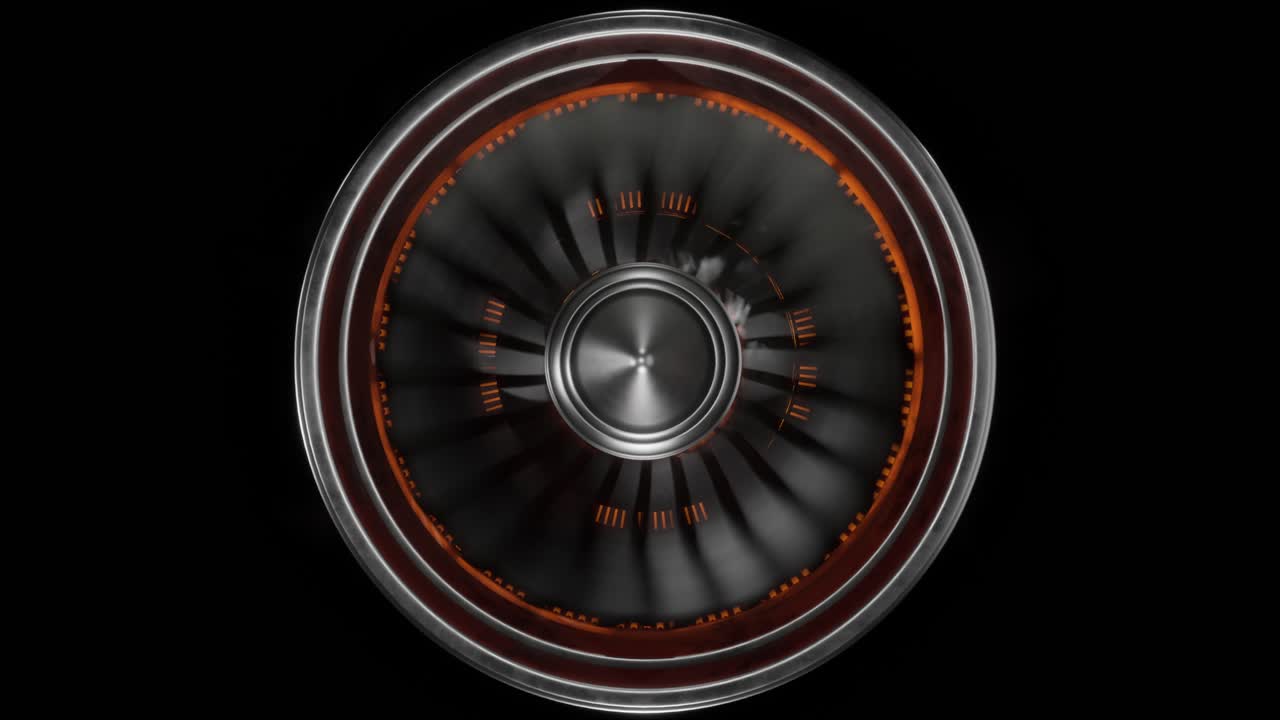 3D Model Detailed Of Generated Engineering Turbine. Aircraft Engine Animation