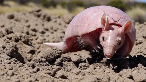 armadillo rosado en el desierto