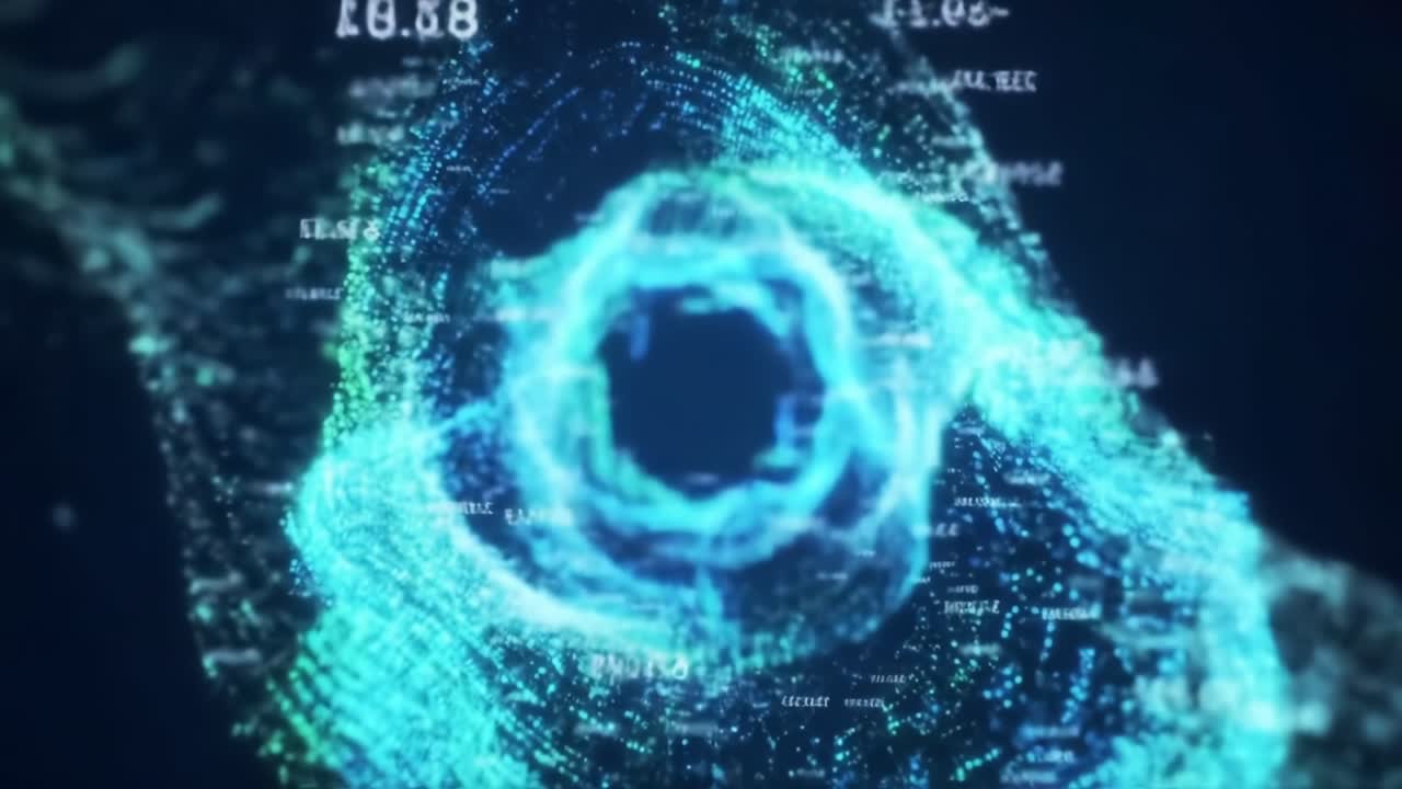 Dynamic Flow of Digital Particles Emulating Vibrant Energy Patterns and Data Connections in a Futuristic Abstract Space