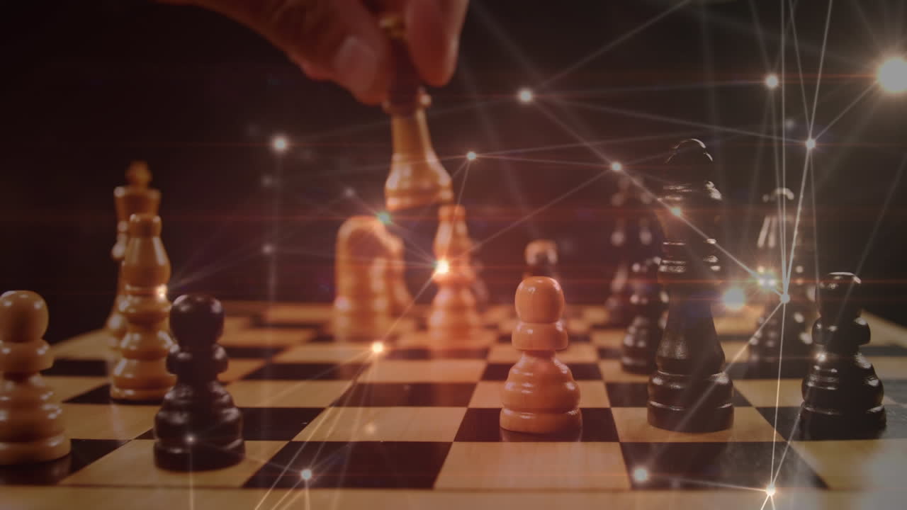 체스를 하는 사람 과 비대칭 라인