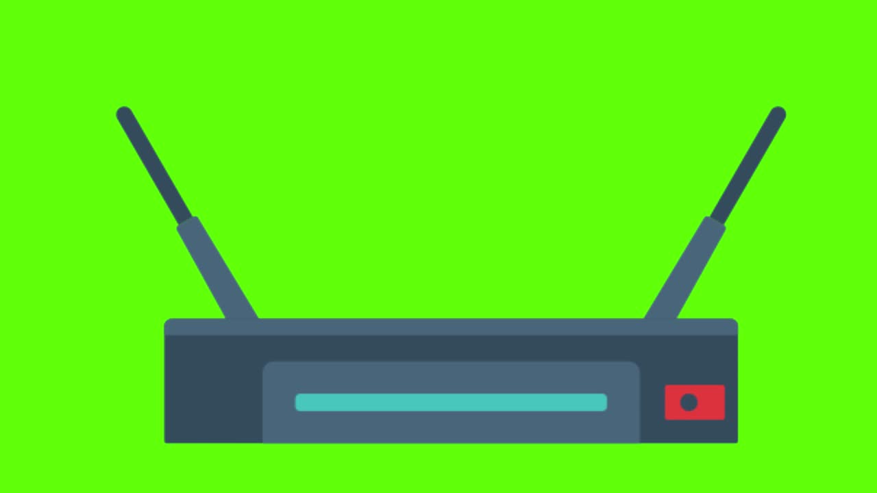 Design vettoriale di un router internet su sfondo green screen.